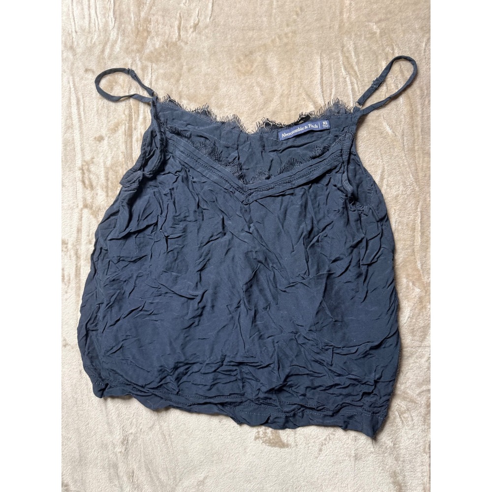Abercrombie & Fitch Womens XS Black Eyelash Lace‎ Slip Top Romantic Coquette